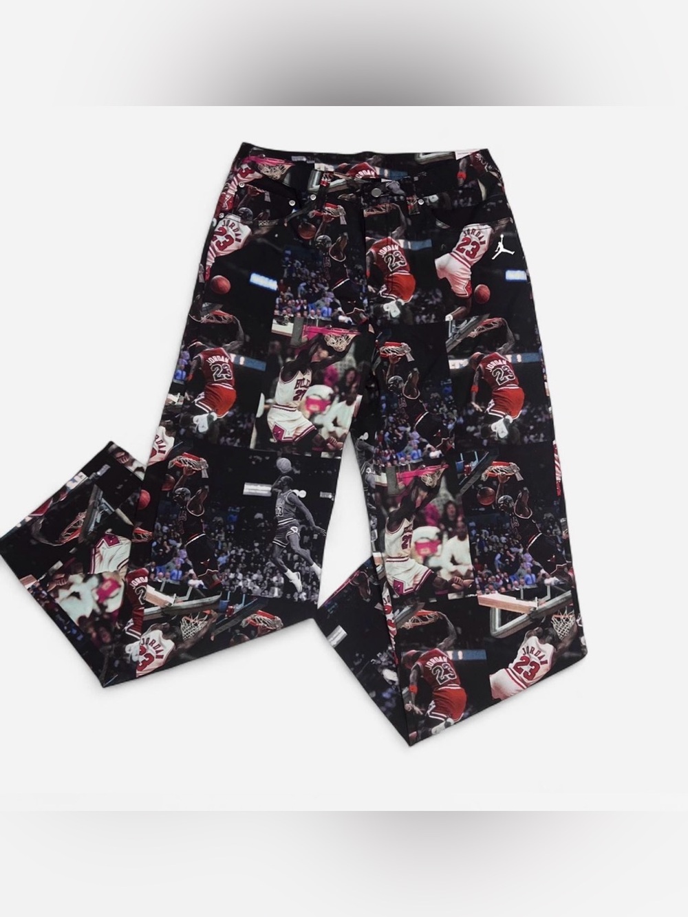Jordan Kids Black and Red Basketball Photo-Print Jeans